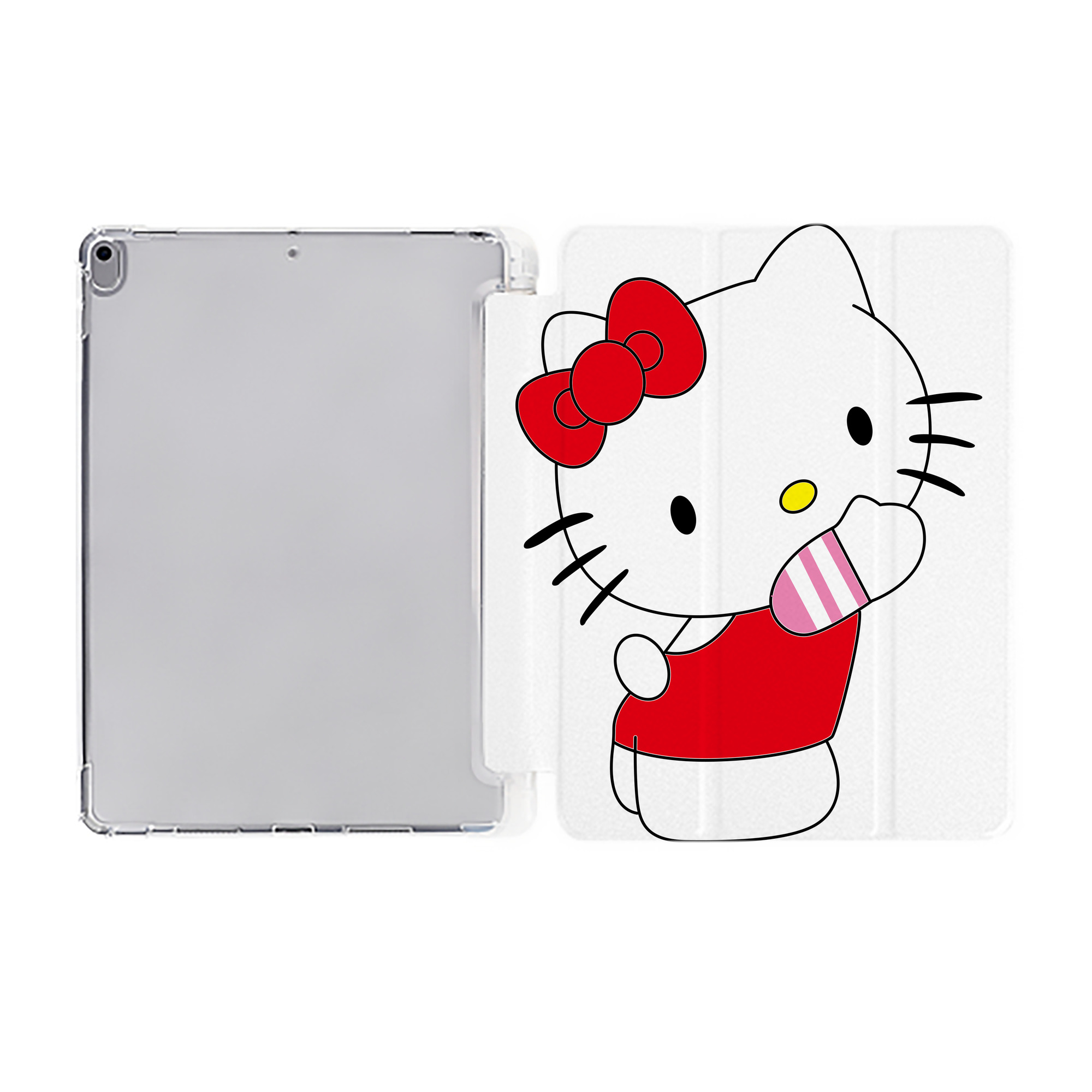 （画像用） Hello Kitty ハローキティ IPad ケース ペン収納付き 三つ折りスタンド PUレザー×シリコン 対応機種9.5/10.5/10.9インチ